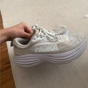 Hoka Cream Athletic Shoes